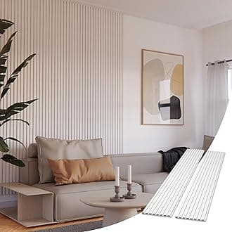 WVH Slatpanel White & Felt – Acoustic 3D Textured Wood Panels for Walls & Ceilings | Decorative Panels for Homes, Offices & Studios | 2 x-94.49” x 12.6” | Veneer, MDF, Felt