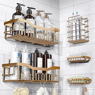 Shower Caddy 5 Pack,Adhesive Shower Organizer for Bathroom Storage&Home Decor&Kitchen,No Drilling,Large Capacity,Rustproof Stainless Steel Bathroom Organizer,Shower Shelves for Inside Shower