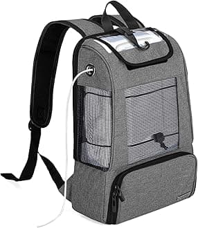 CURMIO Portable Oxygen Concentrators Backpack, Universal POC Travel Carrying Bag with Mesh Panels for Breathability, Compatible for Inogen, Oxygo, Caire Units, Perfect for on-The-go,Gray-Bag ONLY