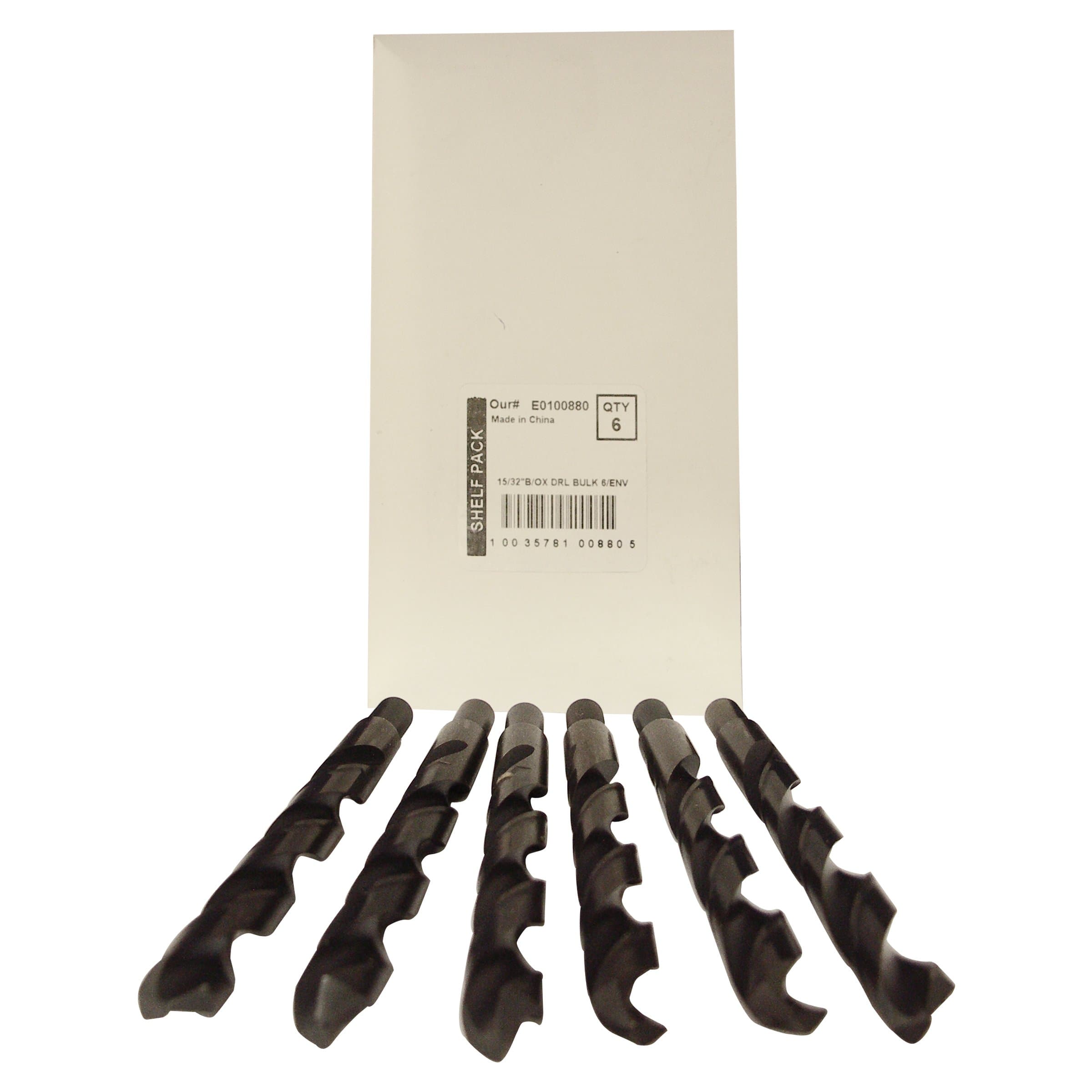 Disston E0100880 Oxide Jobber Length Drill Bits-Bulk/Envelope, Diameter 15/32-Inch, Black, Sold In Envelopes, 6 Units/Envelope