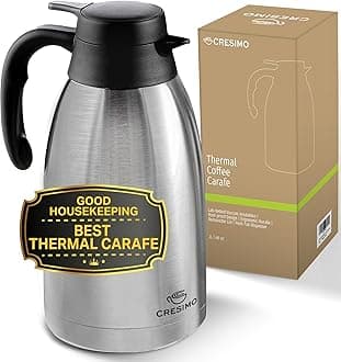 Thermal Coffee Carafe 68oz / 2L - 12 Hours Hot Beverage Dispenser, Insulated Stainless Steel Carafe for Liquids, Coffee Carafes For Keeping Hot Water Dispenser for Parties - Large Tea Flask