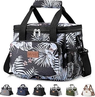 Medium Lunch Bag Insulated Lunch Box Soft Cooler Cooling Tote for Adult Men Women, Flower 12-Can (9L)