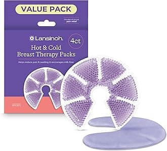 Breast Therapy Packs, Hot and Cold, 4 Pack | Includes 2 Soft Covers | Postpartum Essentials | Relieves Nipple Pain | Breastfeeding Aid
