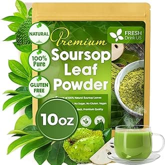 FreshDrinkUS, Premium 10oz Soursop Leaf Powder, 100% Natural and Pure from Soursop Graviola Leaves, Hoja Guanabana, No Additives, No Gluten, No Sugar, Vegan