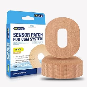 OK TAPE Adhesive Patches for Dexcom G4/G5, Pre-Cut CGM Patches 15PCS, Waterproof & Sweatproof Sensor Patches, Long Lasting, Beige