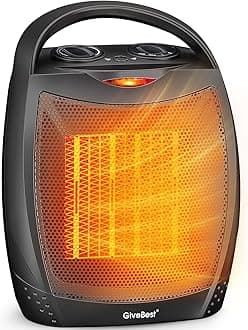 GiveBest Portable Electric Space Heater, 1500W/750W Ceramic Heater with Thermostat, Heat Up 200 Square Feet in Minutes, Safe and Quiet for Office Room Desk Indoor Use
