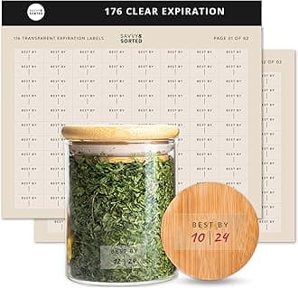 Clear Expiration Date Labels, 176 Waterproof Food Labels for Pantry Containers, Kitchen Freshness, Use by Meal Prep Best Write On Stickers