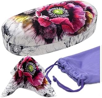 MyEyeglassCaseHard Sunglasses case - Women Glasses Case Holder - Large Durable Eyeglass Case Hard Shell with Pouch & Cloth