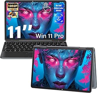 11" Gray 2-in-1 Convertible Touchscreen Laptop, FHD (1920x1200) IPS Display, in tel N100 Processor, 16GB RAM 1TB SSD, Facial Recognition, Backlit KB, USB-C,Win 11 Pro for Students & Travel