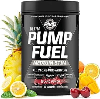 Sports Ultra Pump Fuel - Pre Workout Drink Mix - Energy, Strength, Endurance, Recovery - Complex Carbohydrates and Amino Energy - Island Punch (30 Servings)