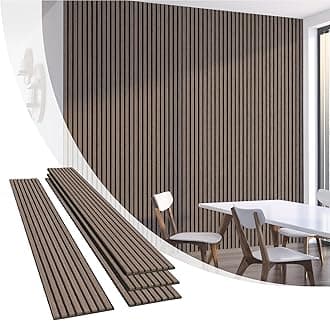 Olanglab Wood Slat Wall Panels, Wooden Acoustic Wall Panels, 94.5"x12.6" Each 3D Wall Panels for Interior Wall Decor, 4 Pack in Total 94.5"x50.4" (Dark Walnut)