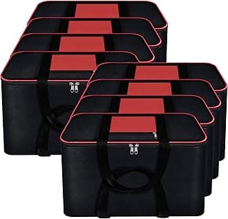 Storite 8 Pack Nylon Big Underbed Storage Bag Moisture Proof Cloth Organizer with Zippered Closure and Handle (BlackRed, 54x46x28cm),Rectangular
