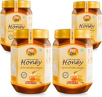 ANP BEE Raw Natural Honey 1kg I Pure NMR Tested Unprocessed & Unfiltered Original Multiflora Honey I Supports Weight Loss, Good for Heart Health I Plastic Bottle (Pack of 4, Honey 1kg)
