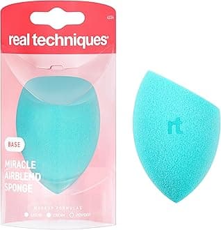 Real Techniques Miracle Airblend Sponge, Matte Makeup Blending Sponge, For Liquid, Cream, & Powder Products, Offers Medium To Full Coverage, Foundation Sponge, Latex-Free Foam, 1 Count