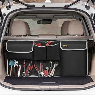 Car Trunk Organizer, Car Seat Back Hanging Storage Organizer for SUV, Truck, MPVs, Jeep, Car Backseat Trunk Organizers with 4 Pockets & 2 Mesh Pouches… (Black 2)