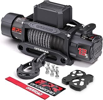 OPENROAD 13500 lb Recovery Winch with Synthetic Rope and 2 Wireless Remotes - IP68 Waterproof 12V Electric Winch for Jeep, SUV, Truck & Trailer - Panther Series 3S