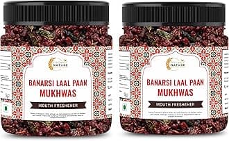 Organic Nature Banarasi Laal Paan Mukhwas [Mouth Freshener, Digestive, After-Meal Snack] [Jar Pack] (600 Grams (Pack of 2 of 300 Grams))