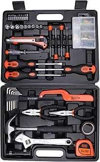 BLACK+DECKER BMT126C Hand Tool Kit for Home & DIY Use (126-Piece) - Includes Screwdriver, Wrench, Ratchet, Utility Knife, Saw, Claw Hammer, Measuring Tape and Plier, ORANGE & BLACK