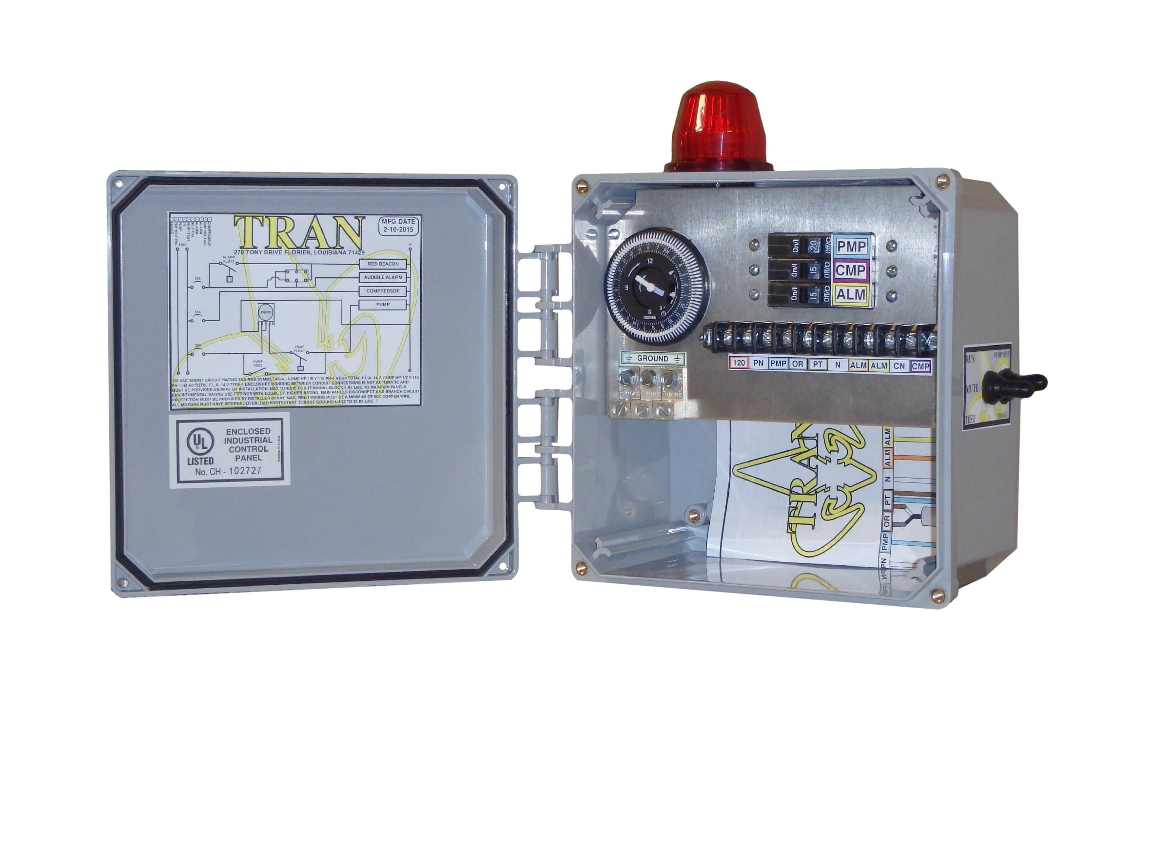 Tran-T Aerobic Septic Control Panel With Timer 3 Breaker