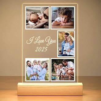 Personalised Photo Frame with Photo, Personalised Picture Frame with Night Light, Customised Photo Frame, Christmas Birthday Gifts for Women, Men, Mum, Dad, Baby, Kid, Family