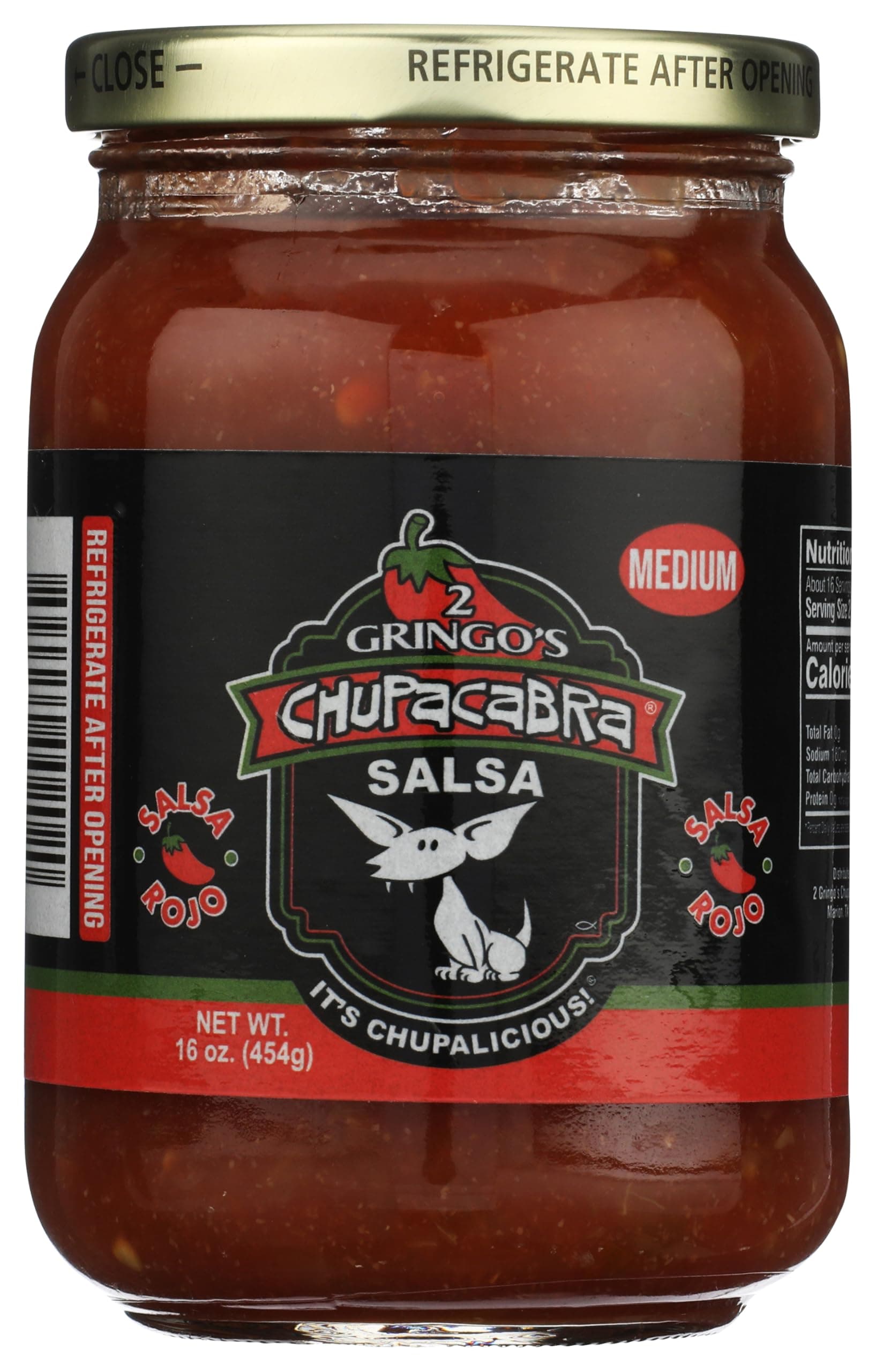 Salsa Medium 16 Oz with Fresh Serranos and Jalapenos Single Bottle