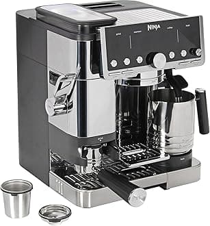 Ninja Luxe Pro ES701EU 3-in-1 Coffee Maker with Grinder and Frother for Latte, Cappuccino, Cold Brew & Espresso, Easy to Use, 5 Presets for Frothing, Silver