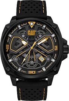 Tokyo' Men Watch, 44mm case, Black face, Stainless Steel case, Silicone Strap, Black/Yellow dial (AJ.161.21.127)