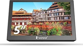 5 inch Monitor, 800x480 Mini TFT LCD Screen Small Camera Video Monitor 1/4 Screw Hole with HDMI/VGA/AV Video Input for Car PC DVD DVR CCD DSLR-140° Wide Angle Metal Housing