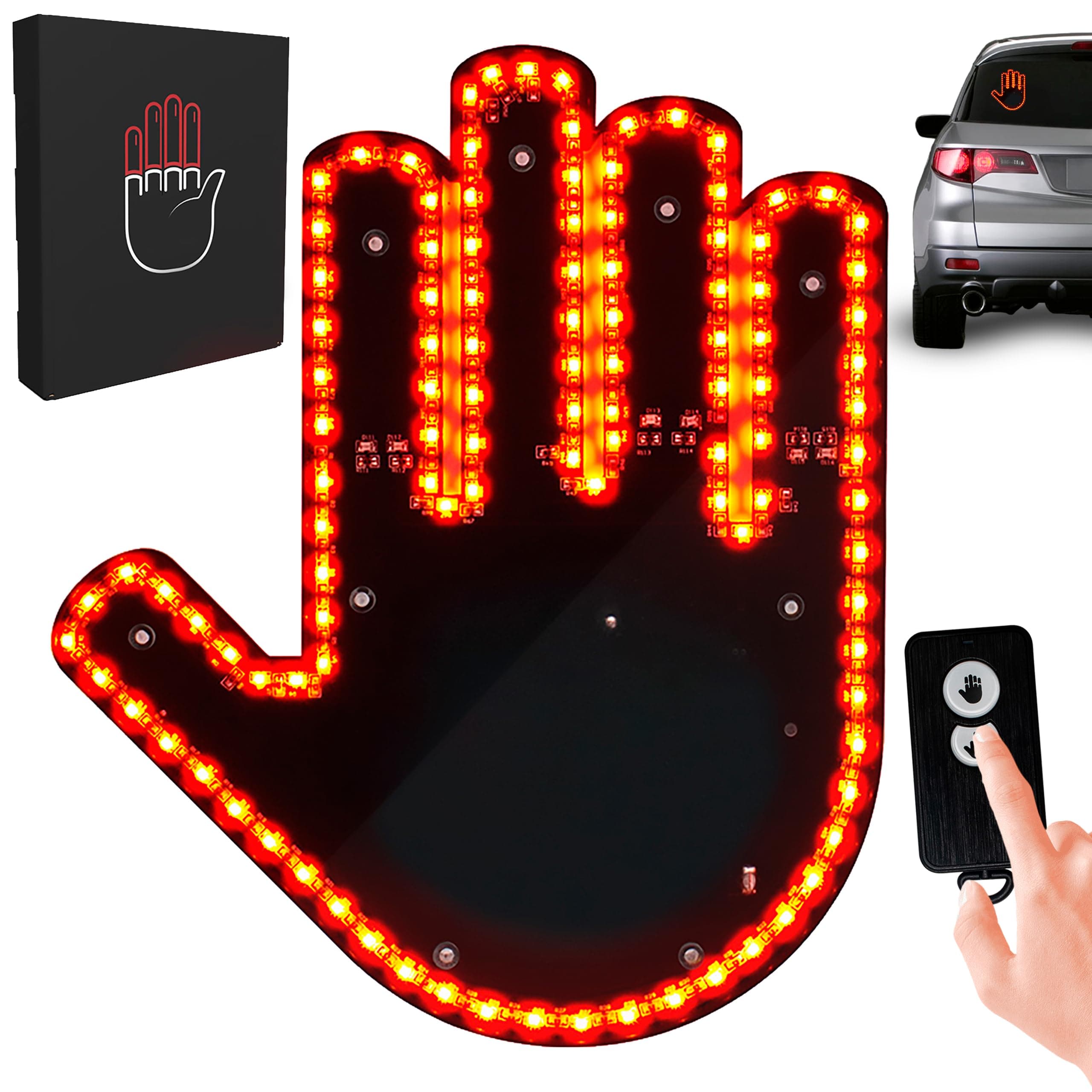 Skywin-Interactive Open Hand Distinctive Symbol, Unique LED Car Light, Vehicle Accessories, Orange Cool Car Accessories for Men and Women, Funny LED Car Gadgets, Truck Accessories