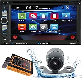 BLAUPUNKT Sanjose 120 6.2-Inch Touch Screen DVD Multimedia Car Stereo Receiver with Bluetooth, USB, SD Card and Aux, Backup CAM + Gravity Magnet Phone Holder
