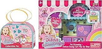 Love, Diana, Kids Diana Show, Fashion Fabulous Doll with 2-in-1 Pet Grooming and Cotton Candy Pop-Up Shop, Surprise Play Pieces with Adorable Complementary Pet and Pet Accessories, Ages 3+