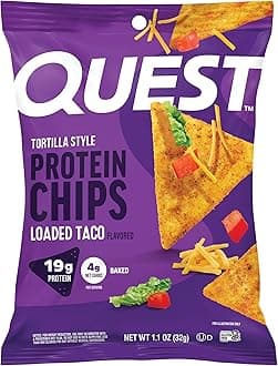 Nutrition Tortilla Style Protein, Loaded Taco, Low Carb, Gluten-Free, Baked Chips (1.1oz)-Pack of 12