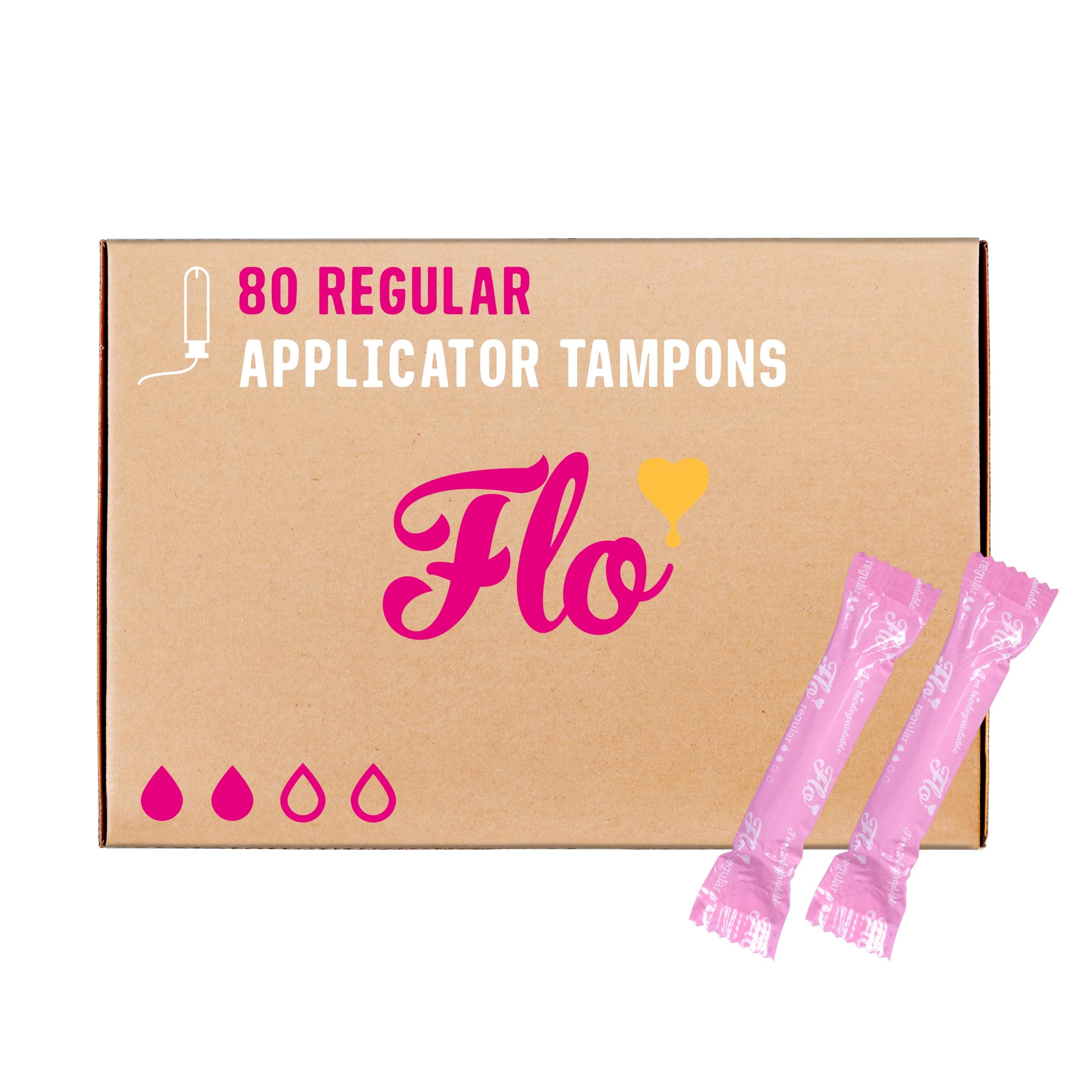 Organic Cotton Applicator Regular Tampons – Absorbent, Soft, Smooth Applicator - Regular Flow Tampons - 80 Tampons Bulk Pack