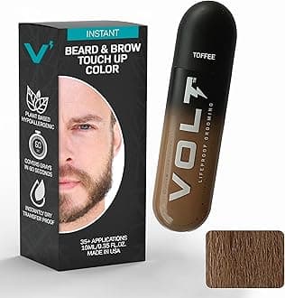 VOLT Grooming Temporary Instant Beard Color for Men, Quick Drying Plant-Based Brush On Beard, Hair, Mustache & Eyebrow Color, Safe for Sensitive Skin, Light Brown, 1 Pack, Up to 35 Applications