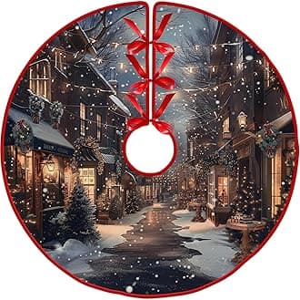 Christmas Lonely House Christmas Tree Skirt 48 Inch Christmas Tree Decorations Let It Snow Farmhouse Xmas Tree Skirt Ornaments Decor for Merry Christmas Holiday Party New Years