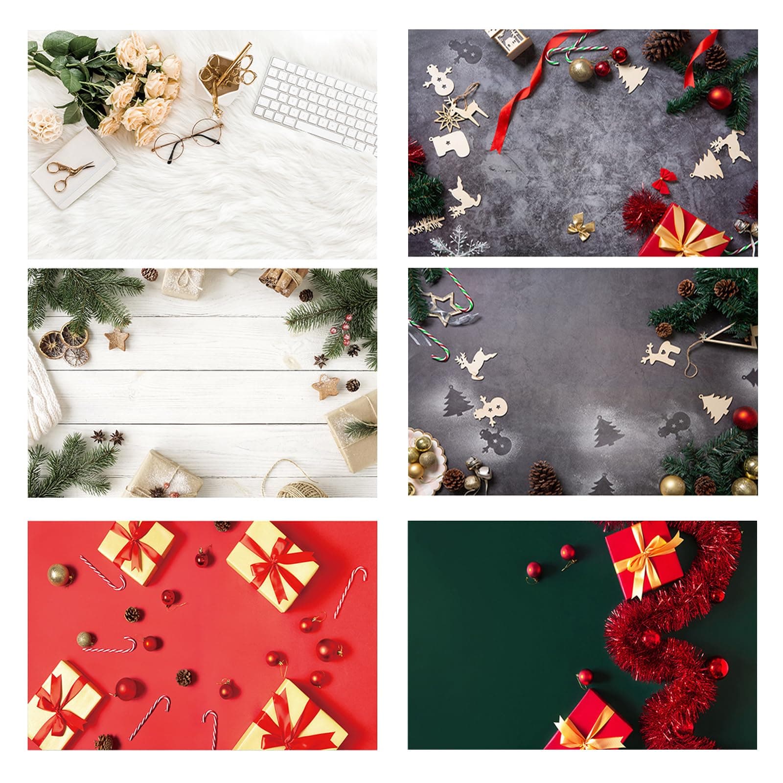 Double Sided Photography Backdrop, 6 Patterns (3 Pcs) 22.4" x 34.3" Food Gift Photography Background Paper Flat Lay Product Photo Video Shooting Props