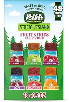 Black Forest, Stretch Island, Fruit Strips, Cherry, Apple, Raspberry, Grape, Strawberry, and Apricot, Zero Grams Added Sugar Non-GMO, 48 ct