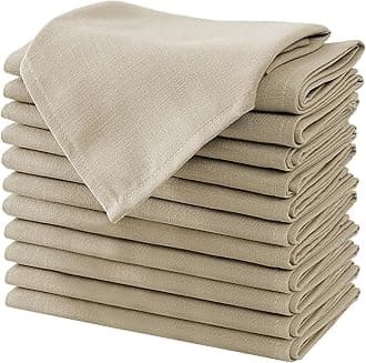 Cloth Napkins Set of 12 (18" X 18") Linen Textured Dinner Napkins Waterproof Extra Soft Thick Durable Reusable Napkins with Hemmed Edges for Dinners, Weddings and Everyday Use, Taupe