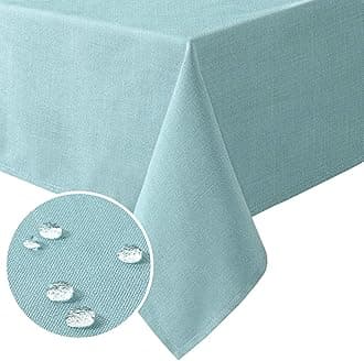 H.VERSAILTEX Linen Textured Table Cloths Rectangle 60 x 120 Inch Premium Solid Tablecloth Spill-Proof Waterproof Table Cover for Dining Buffet Feature Extra Soft and Thick Fabric Wrinkle Free, Aqua