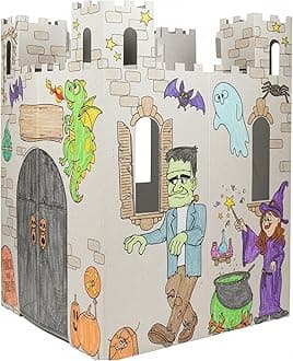 Easy Playhouse Haunted Castle - Kids Art & Craft for Indoor & Outdoor Fun, Color, Draw, Doodle on Halloween Friends– Decorate & Personalize a Cardboard Fort, 32" X 32" X 43. 5"