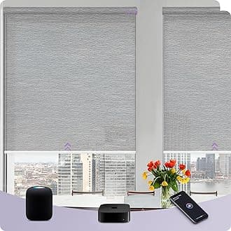 Graywind HomeKit Light Filtering Shades Eve Powered Siri Voice Control Home App Rechargeable Smart Blinds with Valance Custom Size (Mixwave Grey)