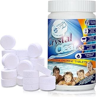 CRYSTAL CLEAR 4in1 Multifunction Chlorine Tablets for Hot Tubs, Spa, Swimming Pools. 1kg 50 x 20g Spas Paddling Pool Hot Tub Chlorine Tablets