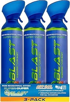 O2 Blast Pure Oxygen Supplement, 10 Liter Portable Can with Custom Breathing Mask for Respiratory Support, Elevate Oxygen Levels & Reduce Recovery Time, for High Altitude & Sports Recovery (3)