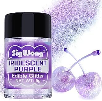 Iridescent Purple Edible Glitter - 5g Food Grade Cake Decorating Shimmering Glitter, Edible Sprinkle Luster Dust for Drinks, Chocolates, Fondant, Strawberries, Cupcakes, Candy, Easter Cookie - Vegan