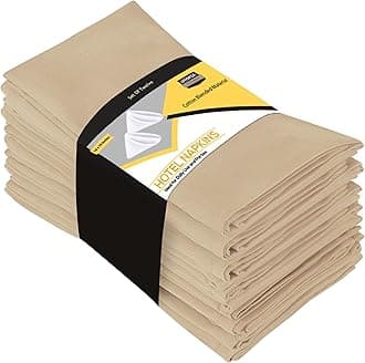 Utopia Kitchen Beige Cloth Napkins [12 Pack, 18x18 Inch] Cotton Blend Washable and Reusable Table Dinner Napkins for Hotel, Lunch, Restaurant, Weddings, Event and Parties