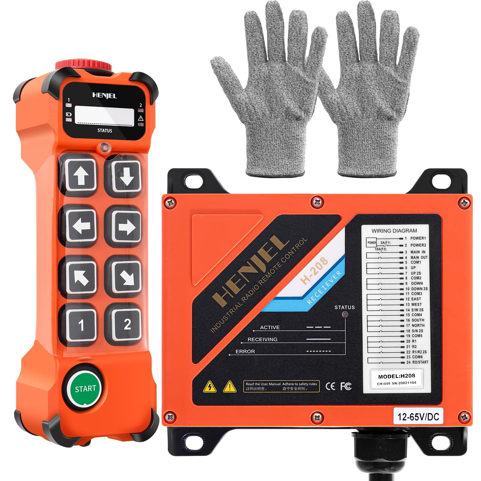 Wireless Crane Remote Control 2 Dual Speed Industrial for Overhead Bridge Travelling Gantry Crane 8 Channel Radio Transmitter and 12V 24V 36V DC Receiver