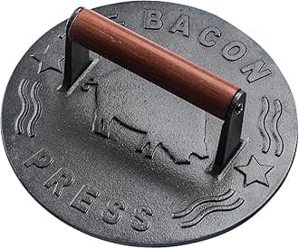 Heavy-Duty Cast Iron Burger Press 7.1" Inch Round Burger Smasher, Grill Press for Cooking Burgers, Bacon, Sandwiches, Steak, Ground Beef, Meats, Sausages, and So On