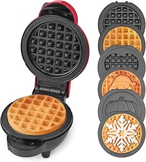 DASH Holiday Multimaker Mini System - Waffle Maker with Six 4” Removable Holi...