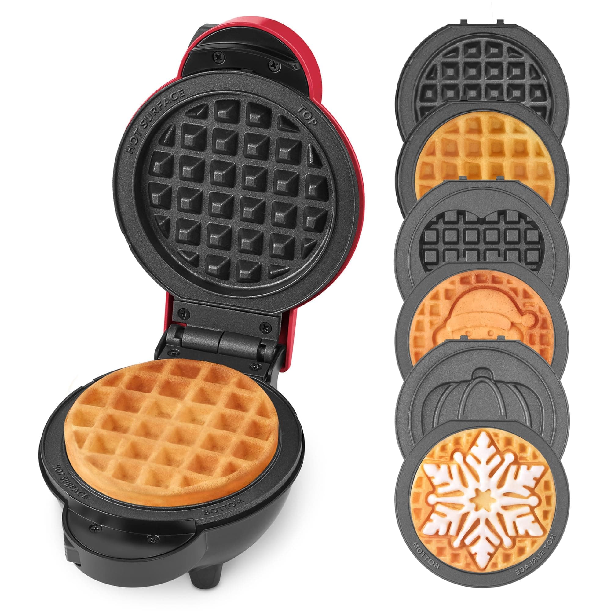 DASH Holiday Multimaker Mini System - Waffle Maker with Six 4” Removable Holi...