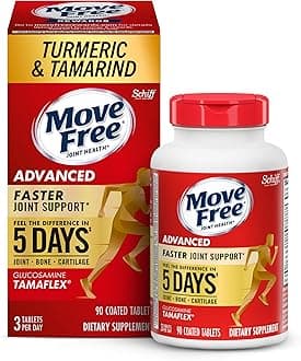 Advanced 5-Day Joint Support Supplement with Turmeric Curcumin & Tamarind (TamaFlex) Glucosamine, & Vitamin D3 for Joint Health, Bone Strength, Cartilage, and Knee Range of Motion. 90 Count
